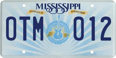 MS license plate OTM012
