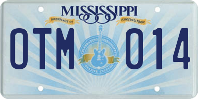 MS license plate OTM014