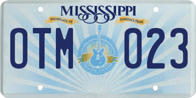 MS license plate OTM023
