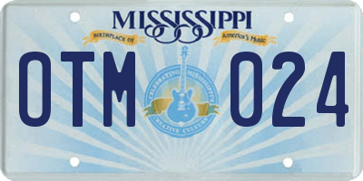 MS license plate OTM024