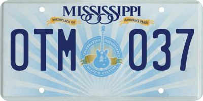 MS license plate OTM037