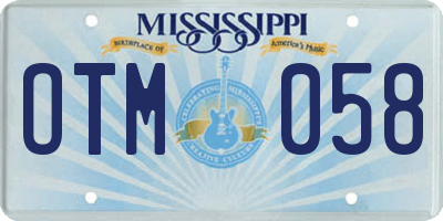 MS license plate OTM058
