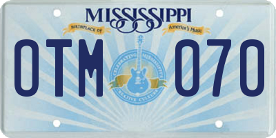 MS license plate OTM070