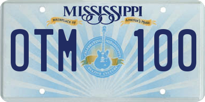 MS license plate OTM100