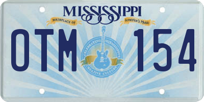 MS license plate OTM154