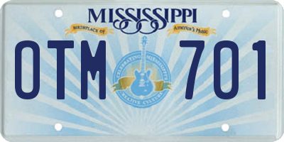 MS license plate OTM701