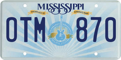 MS license plate OTM870