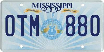MS license plate OTM880