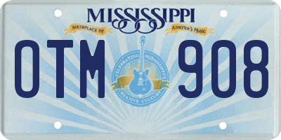 MS license plate OTM908