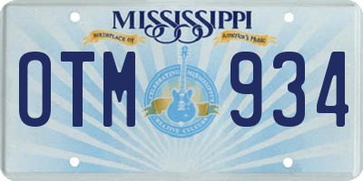 MS license plate OTM934