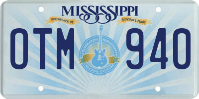 MS license plate OTM940