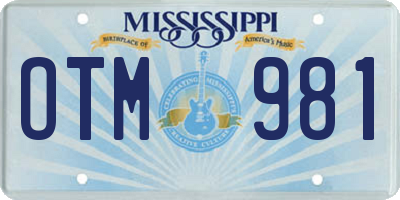 MS license plate OTM981