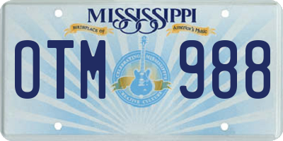 MS license plate OTM988