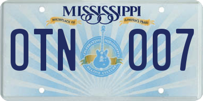 MS license plate OTN007