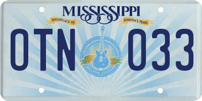 MS license plate OTN033