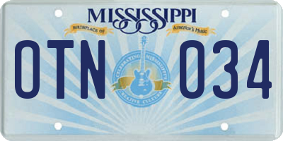 MS license plate OTN034