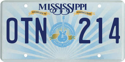 MS license plate OTN214