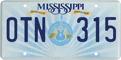 MS license plate OTN315