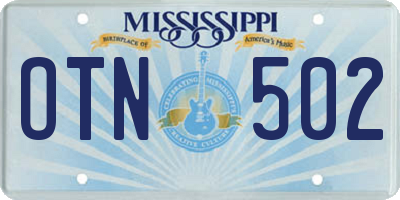 MS license plate OTN502