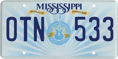 MS license plate OTN533