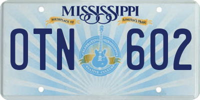 MS license plate OTN602