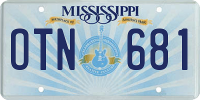 MS license plate OTN681