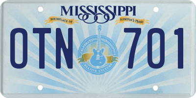 MS license plate OTN701