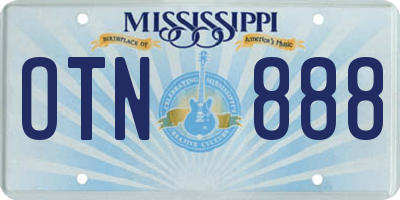 MS license plate OTN888