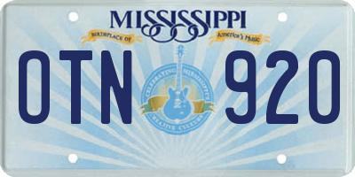 MS license plate OTN920