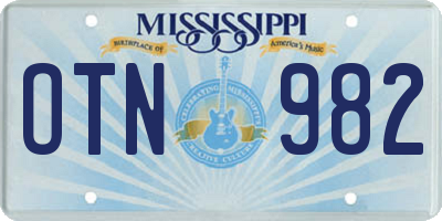 MS license plate OTN982