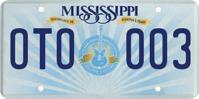 MS license plate OTO003