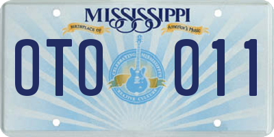 MS license plate OTO011