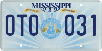 MS license plate OTO031