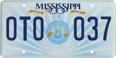 MS license plate OTO037