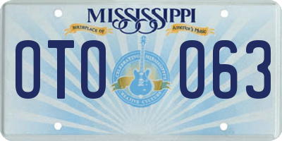 MS license plate OTO063