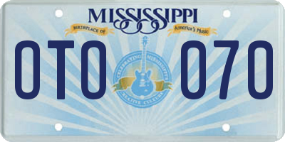 MS license plate OTO070