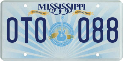MS license plate OTO088
