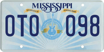 MS license plate OTO098