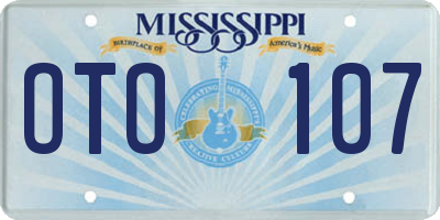 MS license plate OTO107