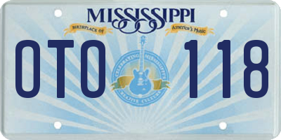 MS license plate OTO118