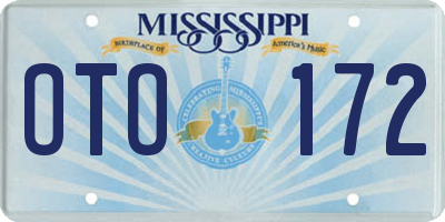 MS license plate OTO172