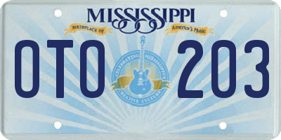 MS license plate OTO203