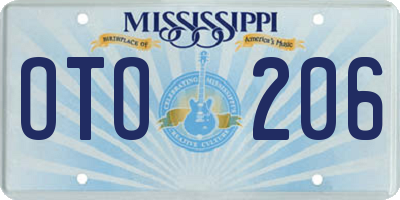 MS license plate OTO206