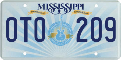 MS license plate OTO209