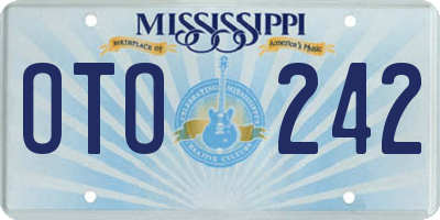 MS license plate OTO242