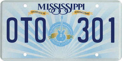 MS license plate OTO301