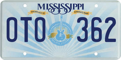 MS license plate OTO362