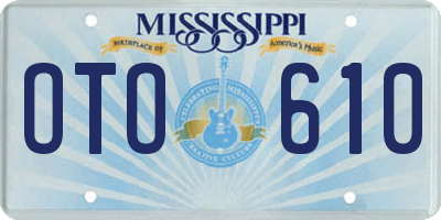 MS license plate OTO610