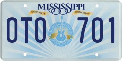MS license plate OTO701
