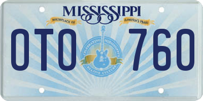 MS license plate OTO760
